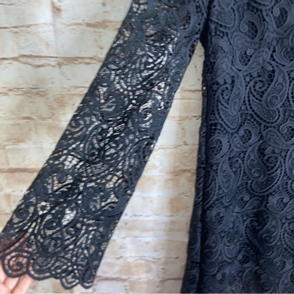 Anthropologie Maeve Black Embroidered Lace Mini Dress Size 2 - Picture 6 of 10